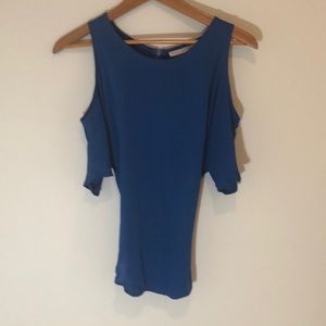 Royal blue cold shoulder blouse